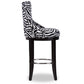 Peace Bar Stool - Modern Zebra-Print Fabric Upholstered Design with Metal Footrest for Stylish Seating