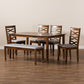 Lanier 6-Piece Dining Set Modern Grey Fabric Upholstered Chairs with Walnut Brown Finished Wood Table