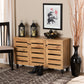 Gisela Shoe Storage Cabinet Modern and Contemporary Two-Tone Oak and Dark Gray 3-Door