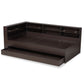 Faraday Twin Size Platform Storage Corner Bed in Dark Brown Finished Wood - Modern Design with Ample Storage Solutions