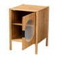 Naresh Mid-Century Modern End Table Natural Brown Bamboo Wood with 1 Door for Stylish Storage