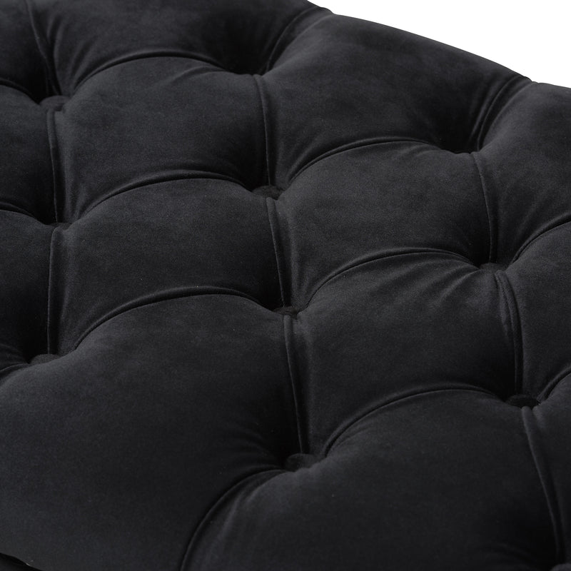 Chandelle Bench Luxe and Contemporary Black Velvet Upholstered