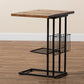 Jocelyn Modern Industrial C End Table Walnut Brown Wood Black Metal Frame Foldable Design for Space-Saving Convenience