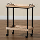 Olinda Kitchen Cart Modern Contemporary Design Oak Brown Finished Wood Black Metal Accents