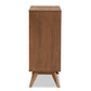 Barrett Mid-Century Modern 4-Drawer Chest in Walnut Brown Wood and Synthetic Rattan for Stylish Storage Solutions