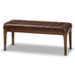 Walsh Dining Bench Mid-Century Modern Dark Brown Leather-Effect Polyester Fabric Upholstered Walnut Brown Finished Wood