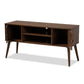 Alard Mid-Century Modern TV Stand Walnut Brown Finished 2-Door Wood Entertainment Center with Storage for Living Room