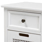 Pratt Modern End Table with 3 Drawers, White Wood and Rattan Design for Living Room or Bedroom Storage