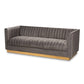 Aveline Sofa Glam and Luxe Grey Velvet Fabric Upholstered Brushed Gold Finished