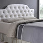 Morris Queen Size Headboard Modern Contemporary White Faux Leather Upholstered Design with Button-Tufted Scalloped Detail