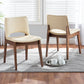 Afton Dining Chair Set Mid-Century Modern Beige Faux Leather Upholstered Walnut Brown Finished Wood 2-Piece