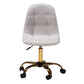 Kabira Office Chair Contemporary Glam and Luxe Grey Velvet Fabric with Gold Metal Swivel