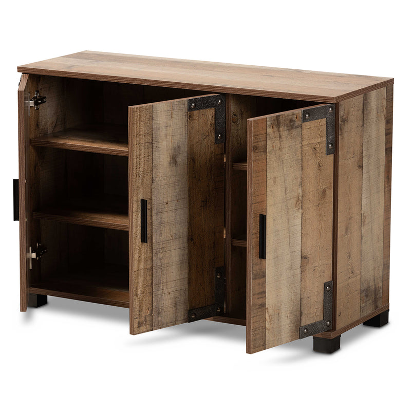 Cyrille Shoe Cabinet - Modern Farmhouse Style with Rustic Wood Finish and 3 Doors for Stylish Storage Solutions