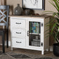 Faron Storage Cabinet Classic Farmhouse Style Two-Tone Distressed White and Oak Finish with 3 Drawers for Organized Storage