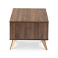 Edel Coffee Table Mid-Century Modern Walnut Brown with Gold Finished Wood Accents