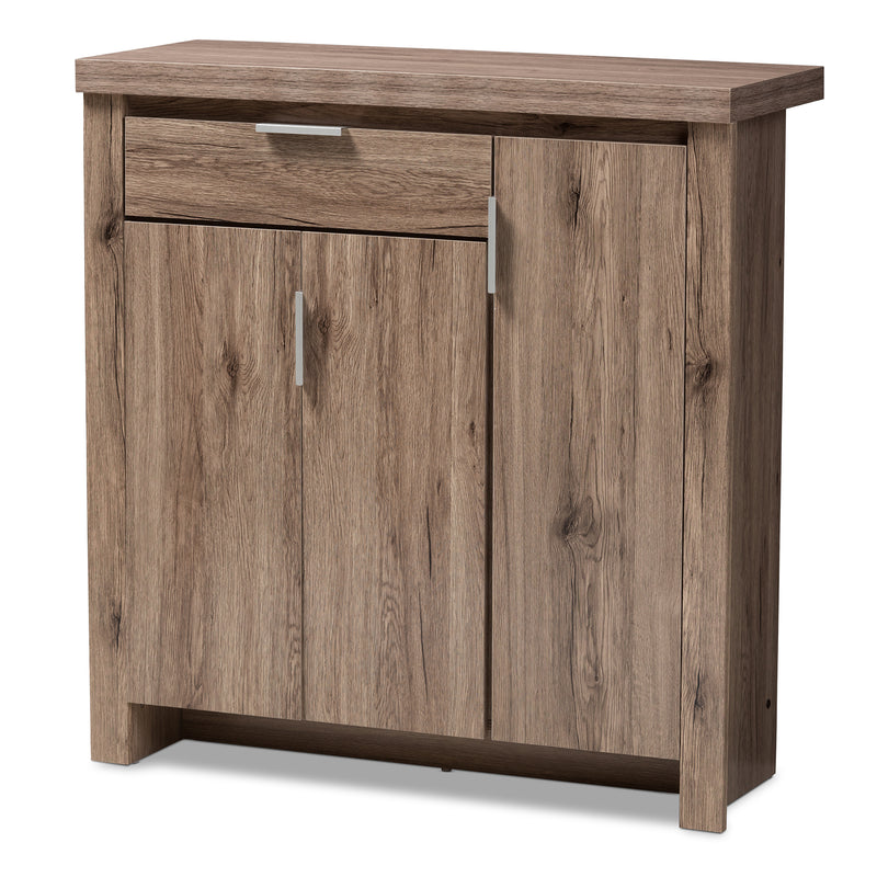 Laverne Shoe Cabinet in Modern Oak Brown Finish for Stylish Storage Solutions