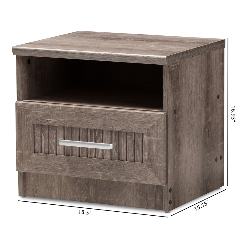 Gallia Nightstand Modern Oak Brown Finished 1-Drawer Bedside Table with Storage