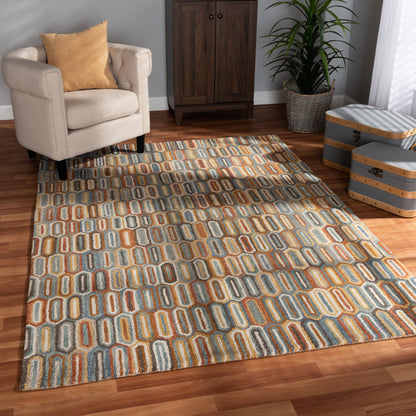 Kavir Area Rug Mid-Century Modern Multi-Colored Hand-Tufted Wool