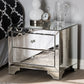 Farrah Mirrored End Table Hollywood Regency Glamour with 2 Drawers for Elegant Bedroom or Living Room Decor