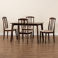 Clarissa Dining Set Mid-Century Modern 5-Piece Cream Fabric and Dark Brown Wood Furniture for Stylish Dining Rooms