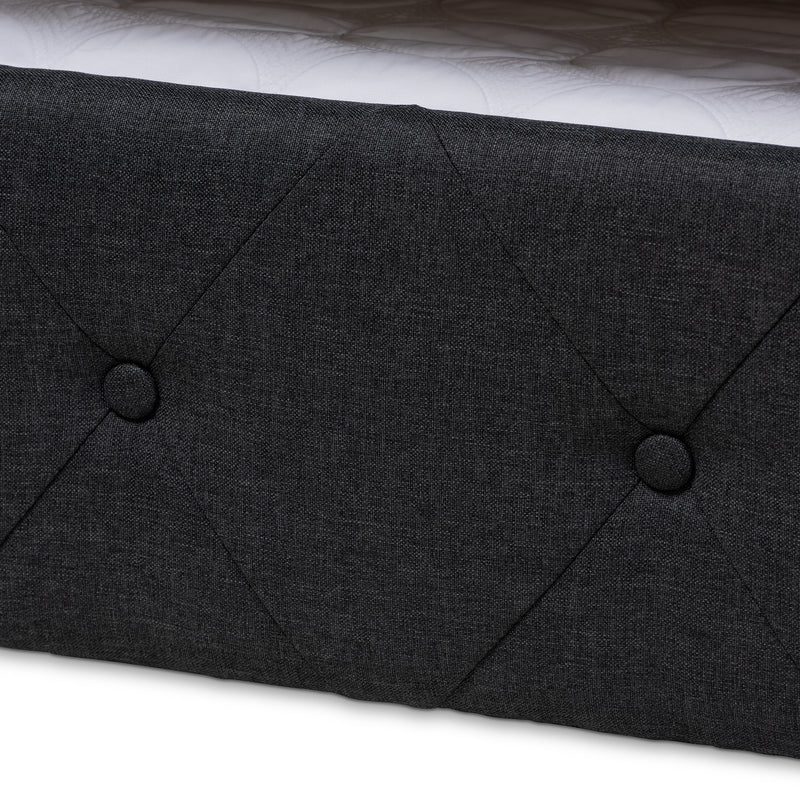 Alena Daybed - Modern and Contemporary Dark Grey Fabric Upholstered with Trundle