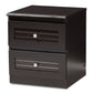 Carine Nightstand - Modern Wenge Brown 2-Drawer Bedroom Furniture for Stylish Storage