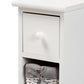 Abriella Storage Unit - Modern Grey Fabric with White Wood, Featuring 1 Drawer and Baskets for Organized Living