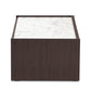 Walker Modern Coffee Table with Dark Brown and Gold Finished Wood and Faux Marble Top