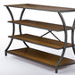 Lancashire Console Table Brown Wood and Metal Entryway Furniture for Living Room or Hallway