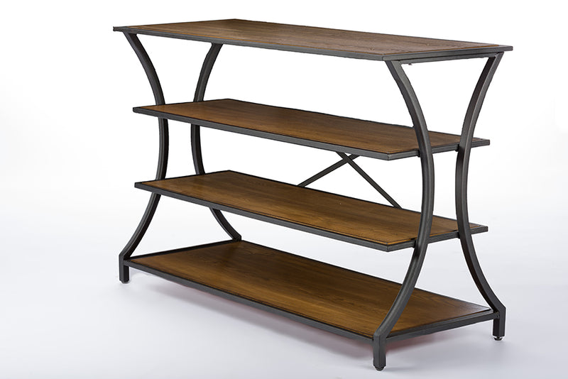 Lancashire Console Table Brown Wood and Metal Entryway Furniture for Living Room or Hallway