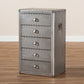 Davet Accent Storage Cabinet - French Industrial Silver Metal 5-Drawer Organizer for Home Decor and Space Saving