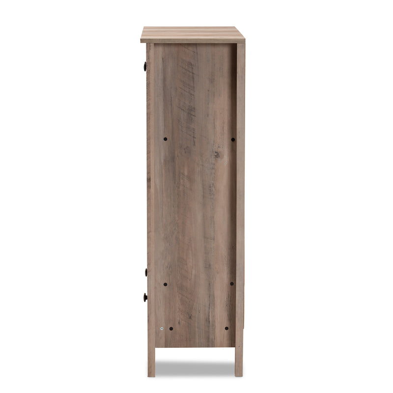 Derek Shoe Cabinet - Modern Rustic Oak Finished Wood with 1 Drawer for Stylish Storage Solutions