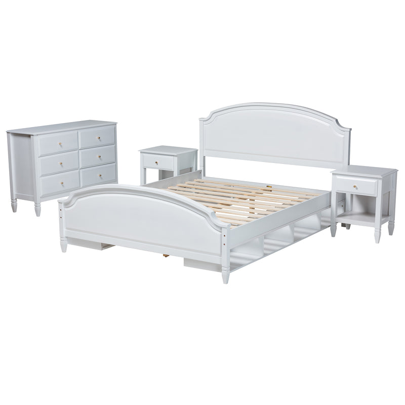 Elise Bedroom Set Classic Transitional White Finished Wood Full Size 4-Piece Furniture Collection for Elegant Bedrooms