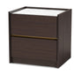 Walker Modern Contemporary Nightstand Dark Brown Gold Finished Wood Faux Marble Top Stylish Bedroom Storage