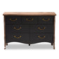 Romilly 7-Drawer Dresser in Black and Oak Finished Wood - Country Cottage Farmhouse Storage Solution