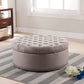 Iglehart Ottoman Beige Linen Modern Tufted