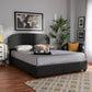 Larese Queen Size Platform Storage Bed Dark Grey Fabric Upholstered with 2 Convenient Drawers for Storage