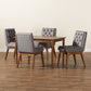 Makar Dining Set Modern Transitional 5-Piece Grey Fabric Upholstered Walnut Brown Finished Wood