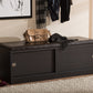 Clevedon Entryway Storage Bench Modern Dark Brown Wood Shoe Rack Cabinet Organizer with Cushioned Seating