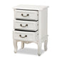 Gabrielle End Table Traditional French Country Design with White Finish and 3 Drawers