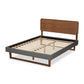 Ayla Platform Bed - Mid-Century Modern Dark Grey Fabric Upholstered Walnut Brown Finished Wood