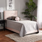 Tamira Panel Bed - Modern and Contemporary Glam Grey Velvet Fabric Upholstered