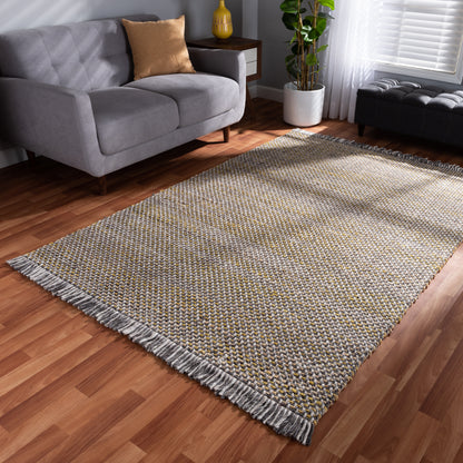 Nurten Area Rug Modern and Contemporary Yellow and Grey Handwoven Hemp Blend