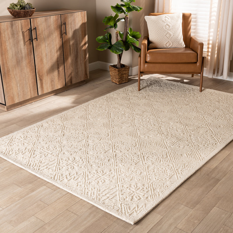 Meltem Area Rug Modern Handwoven Wool in Ivory for Stylish Home Décor