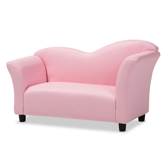 Felice Kids 2-Seater Loveseat in Modern Pink Faux Leather for Stylish Children's Rooms