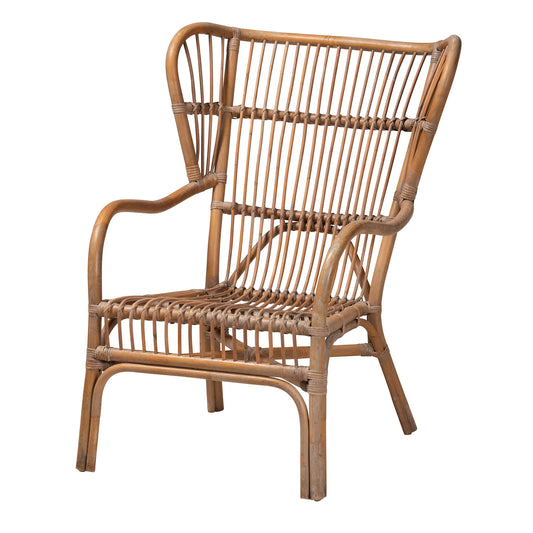 Lamaria Modern Bohemian Rattan Armchair in Natural Brown - Stylish Design for Living Room or Patio Seating