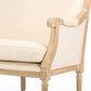 Chavanon Traditional French Loveseat in Wood and Light Beige Linen for Elegant Living Room Seating