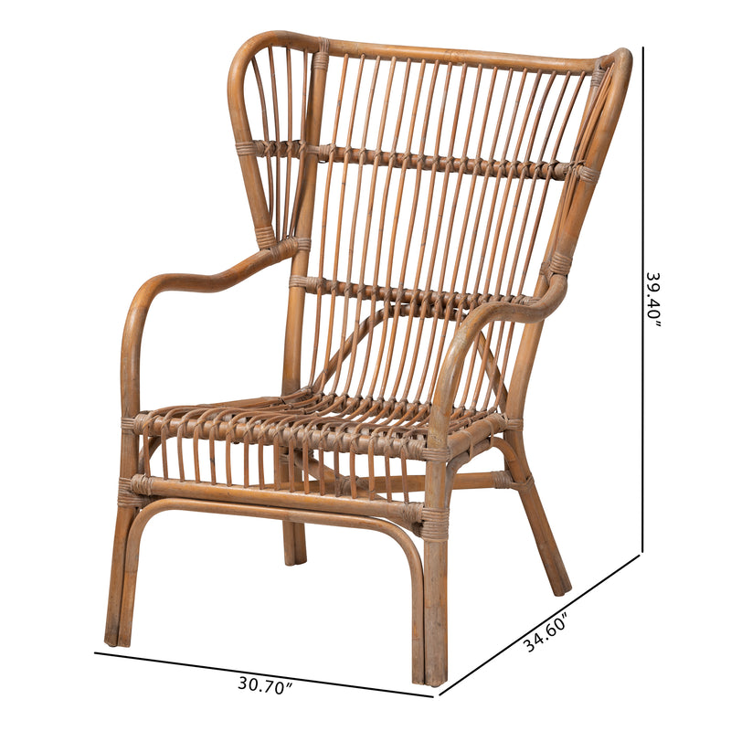 Lamaria Modern Bohemian Rattan Armchair in Natural Brown - Stylish Design for Living Room or Patio Seating