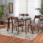 Adreana Dining Set Mid-Century Modern 5-Piece Collection with Warm Grey Fabric and Dark Brown Wood Finish