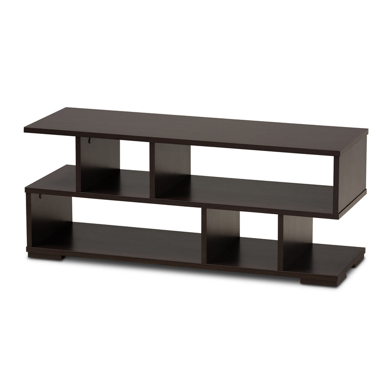 Arne TV Stand Modern Dark Brown Finished Wood Entertainment Center for Living Room Storage and Display